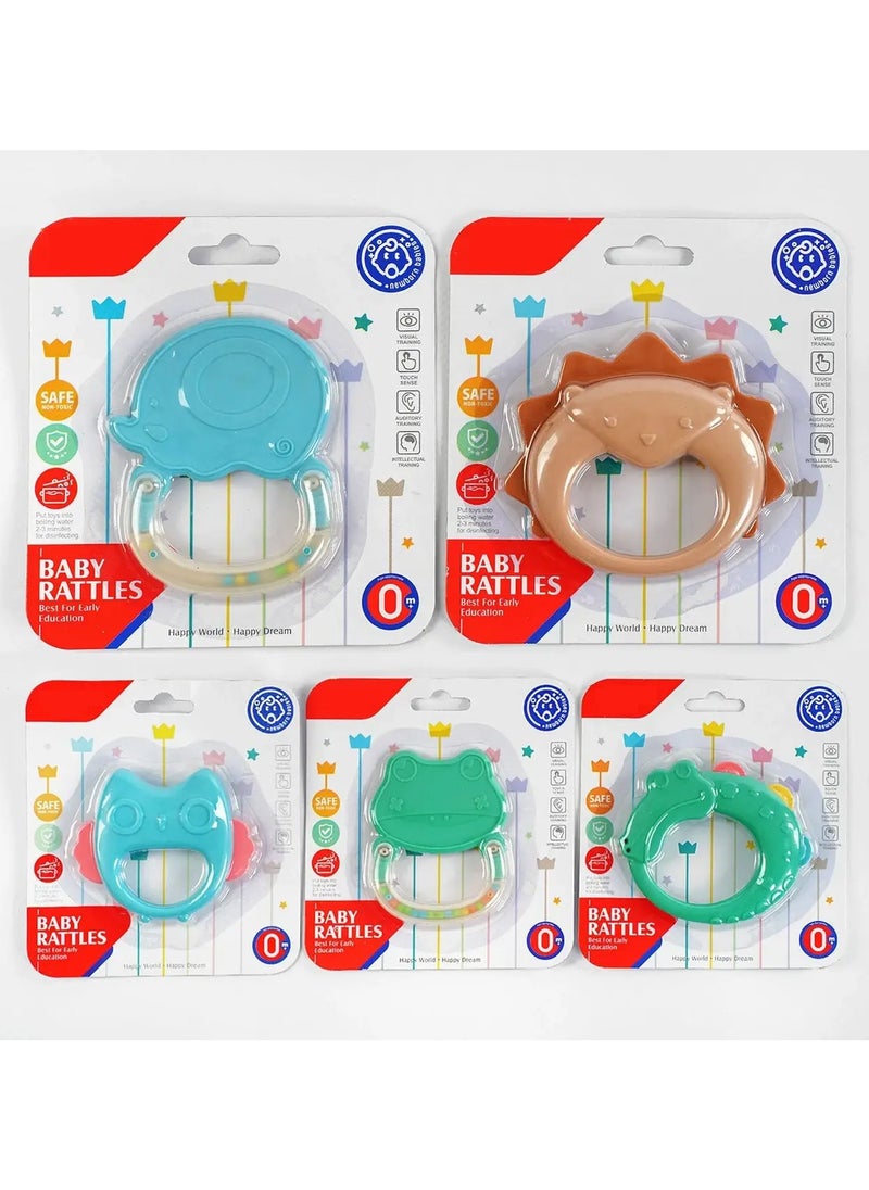 NOAEOU 5PCS Baby Teething Set, Baby Teething Toys Set for Ages 0-1,  Baby Teether Toy, Rattle Chew Toy for Early Development  - Image 3