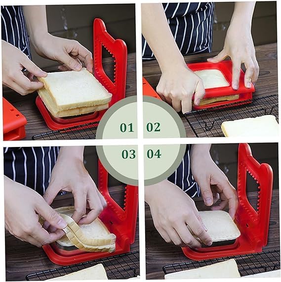 Jenibri Sandwich Cutter and Sealer 2 pcs Sandwich Cutter for Kids Bread Sandwich Decruster Uncrustables Sandwich Maker DIY Cookie Cutters Ideal for Lunchbox and Bento Box Multicolor Combo Square Round - Image 4