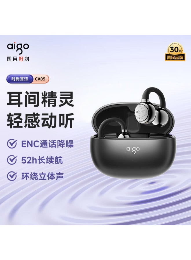 aigo سماعات بلوتوث بتقنية توصيل العظام مع مشبك للأذن مفتوحة الأذن لاسلكية حقيقية غير داخل الأذن للرياضة والجري مع خاصية إلغاء الضوضاء - Image 2