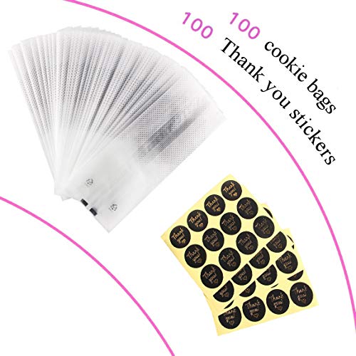 SRainbowPP SAILING-GO 100 pcs./Pack Translucent Plastic Bags for Cookie,Cake,Chocolate,Candy,Snack Wrapping Good for Bakery Party with Thank You Stickers - Image 2