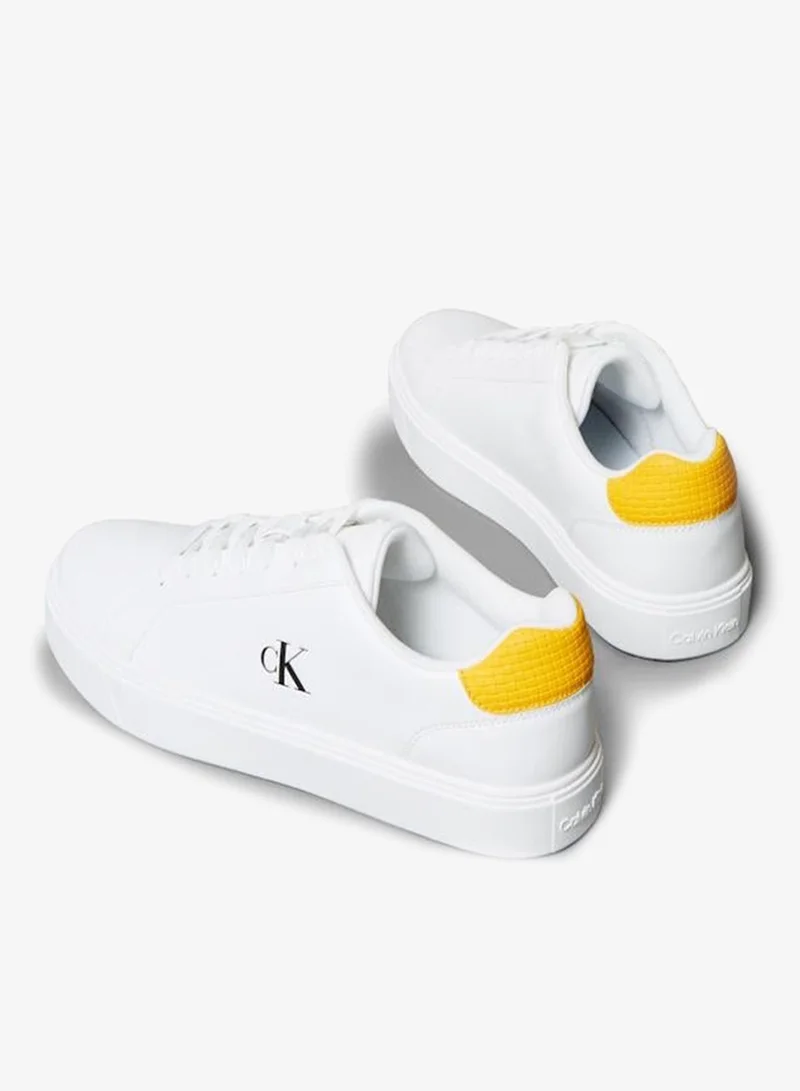 Calvin Klein Jeans Bright White/Saffron Athena Low Top Sneakers for Men | Best Price UAE
