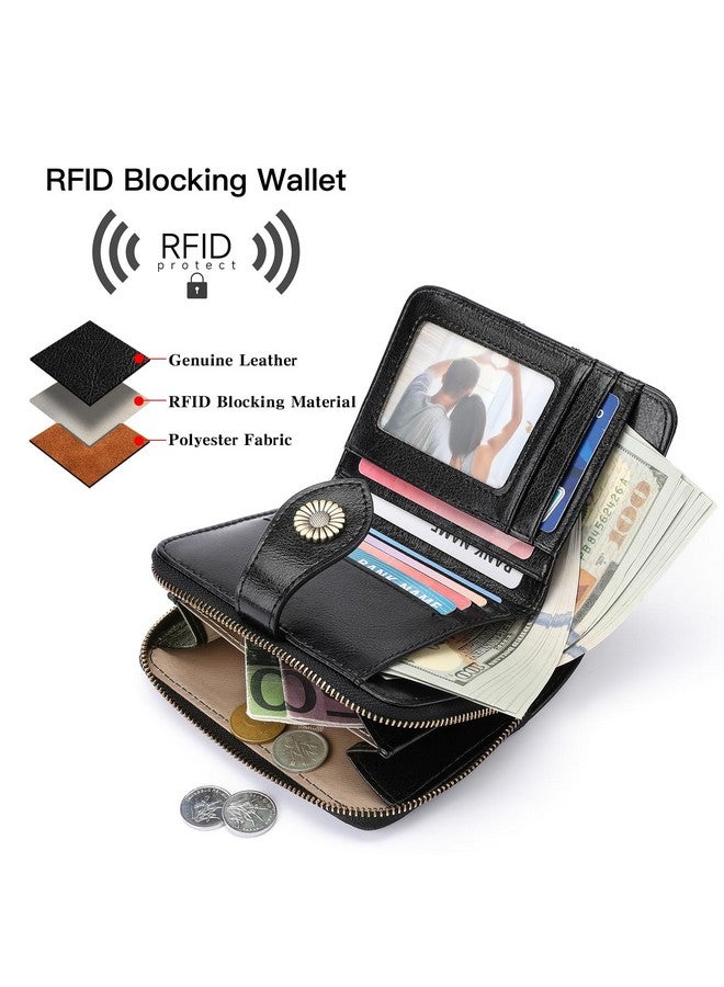 سينديفن محفظة نسائية صغيرة مصنوعة من الجلد مزودة بخاصية حجب تحديد الهوية بموجات الراديو مع فتحات متعددة للبطاقات وجيب للعملات المعدنية بسحاب - Image 3