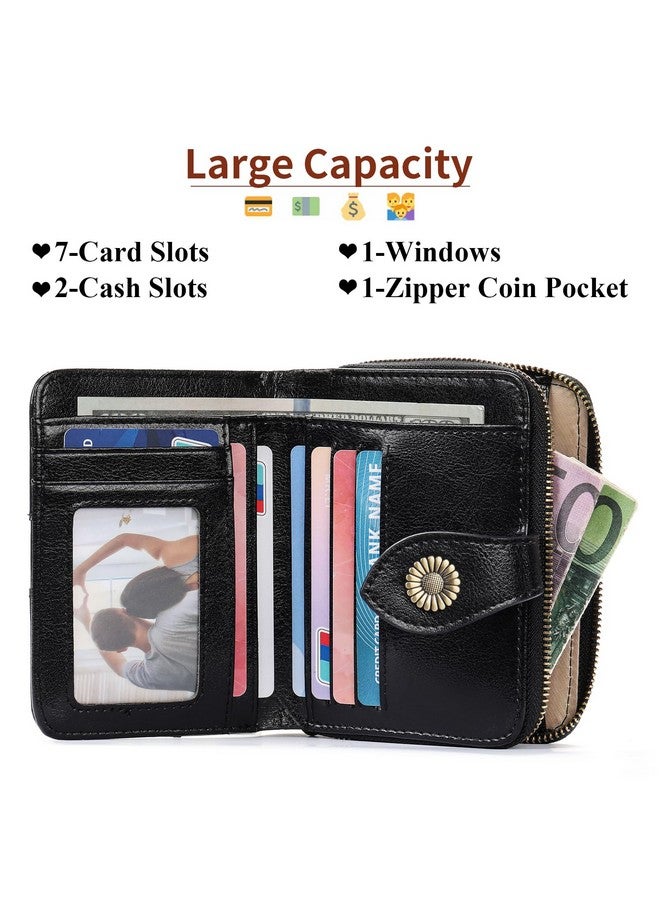 سينديفن محفظة نسائية صغيرة مصنوعة من الجلد مزودة بخاصية حجب تحديد الهوية بموجات الراديو مع فتحات متعددة للبطاقات وجيب للعملات المعدنية بسحاب - Image 2