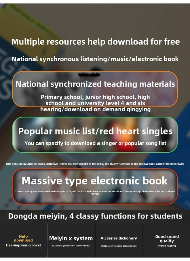 Generic - Touch Screen Dedicated Charm Sound 3 Screen Broadcast Full Bluetooth Dongda Walkman Students 34 High School Students Version-Body Color:Dazzling Black Touch Screen Qingying D2 Pro+ Qingying Bluetooth 6.0 Qingying Gift Package + Protective Case Qingying Eye Protection-Memory Capacity:64gb Learning Version Qingying Without Novel Video Function Qingying Qingying Super Top Gift Pack⭐Qingying Standard Configuration+ - Image 1