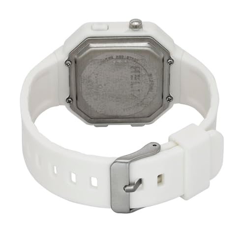 Helix by Timex Ana Digital Watch for Man with Grey Octogonal Dial & White Silicone Strap Band Water Resistant Men's Wrist Watches - TWESK6601T - Image 3