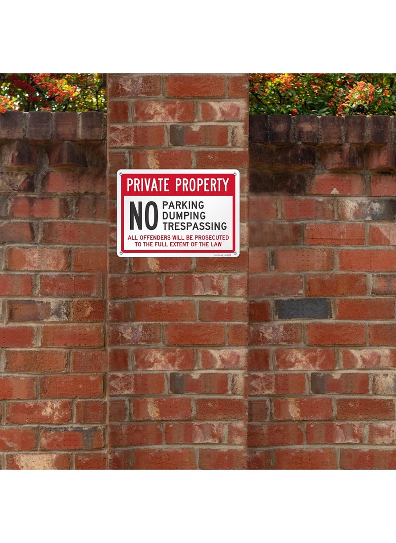 SmartSign SmartSign Private Property  No Parking Dumping Trespassing All Offenders Will Be Prosecuted Metal Sign 14 x 10 inch 40 mil Laminated Rustproof Aluminum Red and White Made in USA  - Image 3
