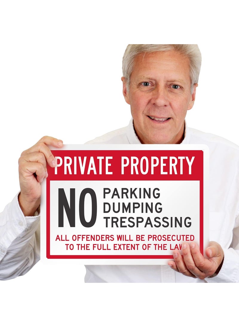 SmartSign SmartSign Private Property  No Parking Dumping Trespassing All Offenders Will Be Prosecuted Metal Sign 14 x 10 inch 40 mil Laminated Rustproof Aluminum Red and White Made in USA  - Image 2