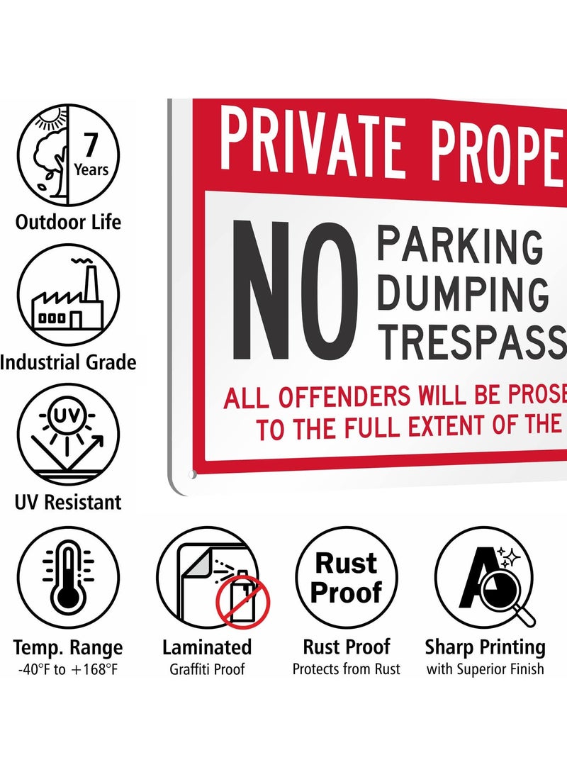 SmartSign SmartSign Private Property  No Parking Dumping Trespassing All Offenders Will Be Prosecuted Metal Sign 14 x 10 inch 40 mil Laminated Rustproof Aluminum Red and White Made in USA  - Image 4