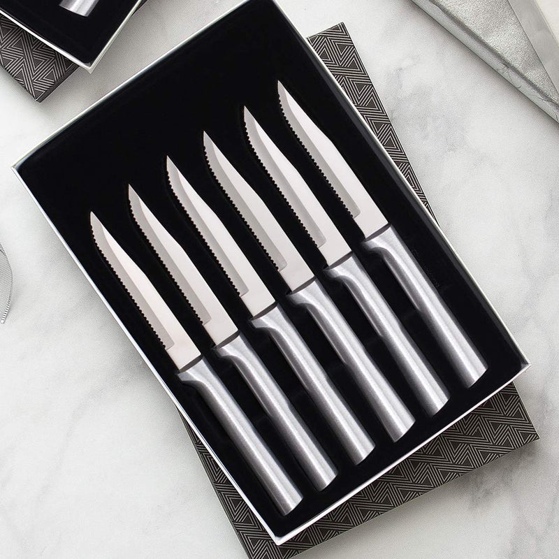 Rada Rada Cutlery 6-Piece Serrated Steak Knife Gift Set, Silver Handles  - Image 4
