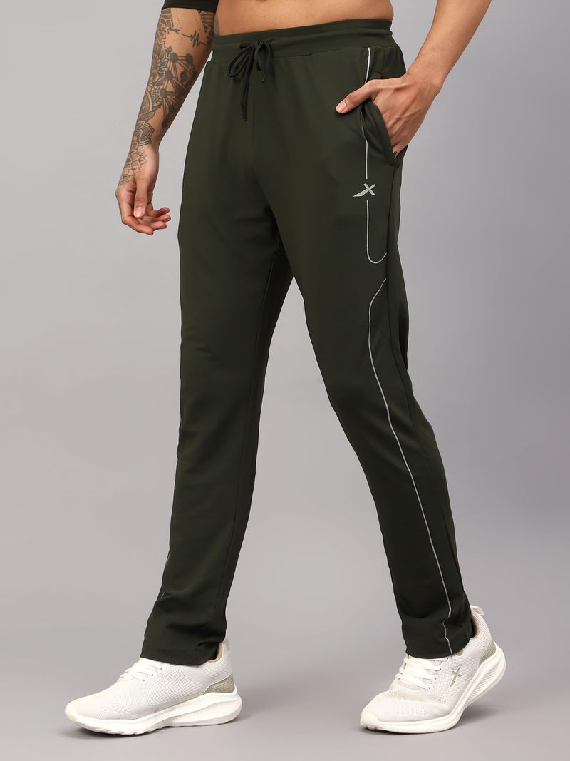 Vector X OML-264 Men's Dry-Touch Sports Polyester Trackpant with 2 Utility Pockets Trouser – Ultra-Lightweight, Moisture Wicking, Training & Running Pant + Contrast Piping Design (Olive, L) - Image 5
