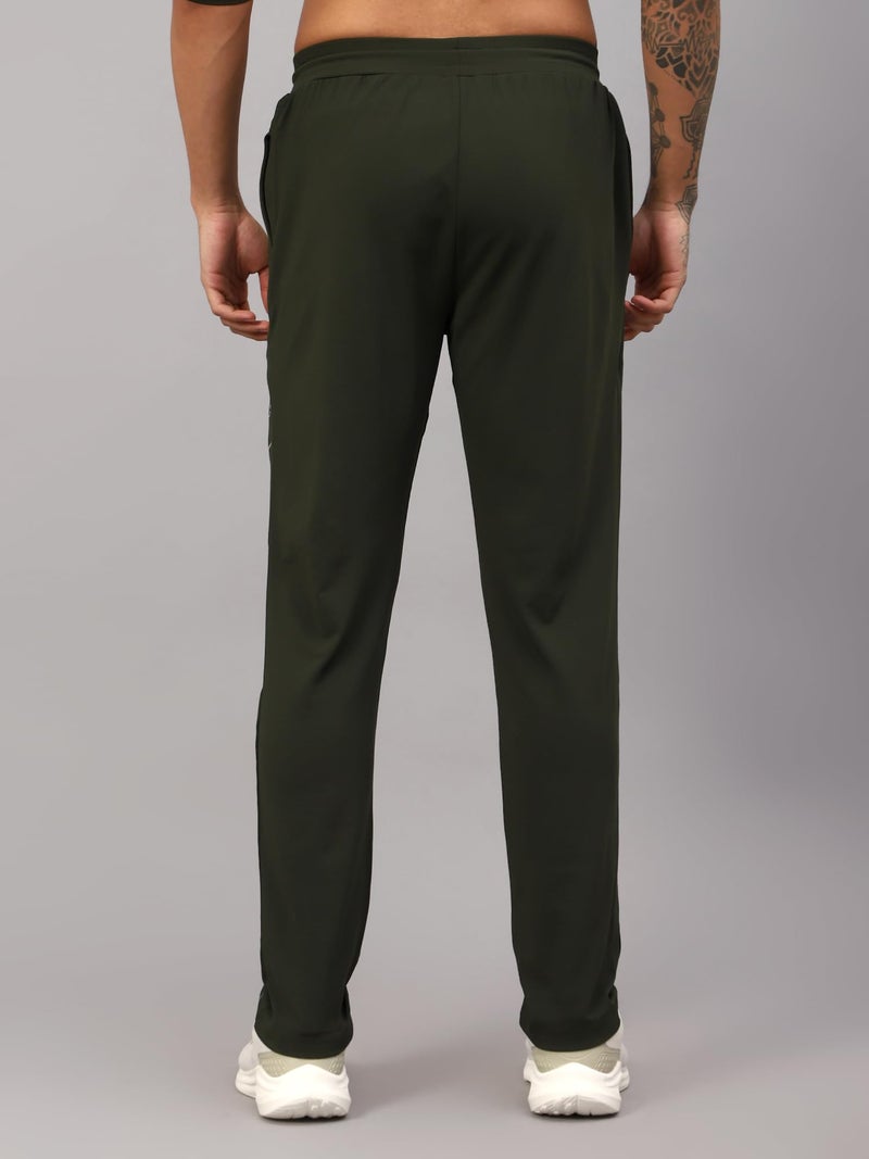 Vector X OML-264 Men's Dry-Touch Sports Polyester Trackpant with 2 Utility Pockets Trouser – Ultra-Lightweight, Moisture Wicking, Training & Running Pant + Contrast Piping Design (Olive, L) - Image 3