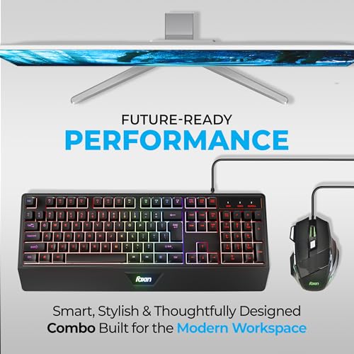 FOXIN Endeavour Gaming Keyboard and Mouse Combo Wired | RGB Rainbow Backlit Keyboard with 104 Keys & Wrist Rest | 3600 DPI | 7 Button Mouse | Plug & Play for PC, Laptop, Desktop - Image 3