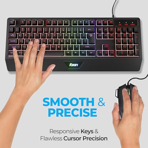 FOXIN Endeavour Gaming Keyboard and Mouse Combo Wired | RGB Rainbow Backlit Keyboard with 104 Keys & Wrist Rest | 3600 DPI | 7 Button Mouse | Plug & Play for PC, Laptop, Desktop - Image 4