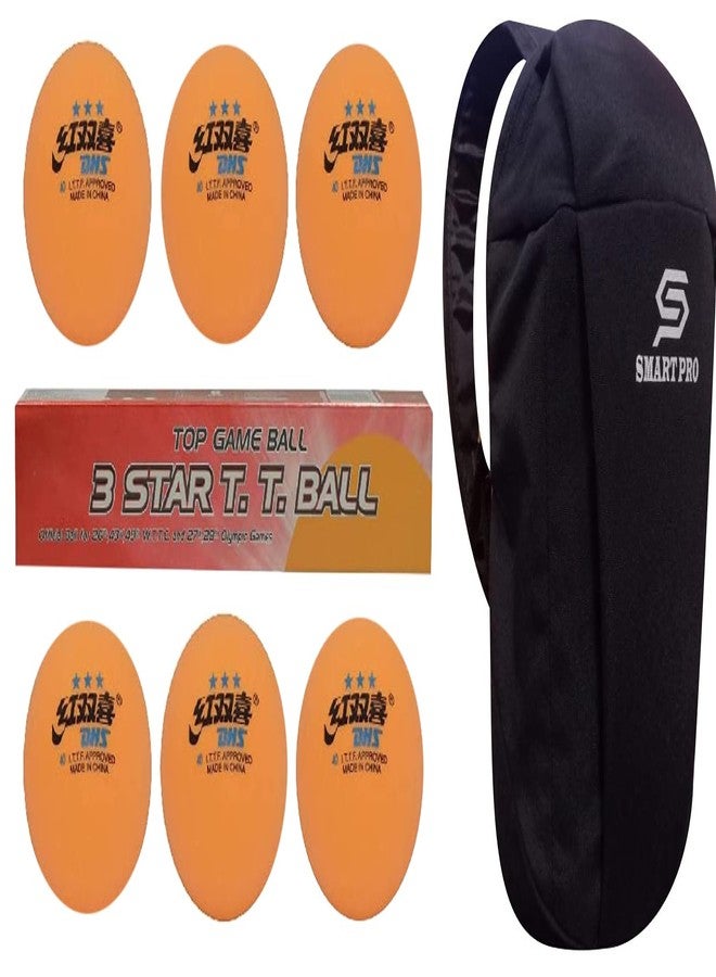 دي إتش أس كرة تنس الطاولة DHS 40 مم، 3 نجوم برتقالية (علبة من 6 قطع) 30 قطعة مع غطاء Smart PRO TT خاص، أسود سريع - Image 2