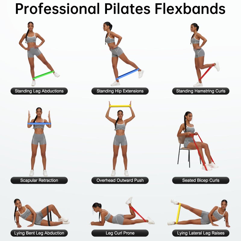 RenoJ Resistance Bands for Working Out, 5-Pack Elastic Exercise Bands for Strength Training, Stretching, Workout; Home Gym Equipment for Women Men, Pilates Yoga Physical Therapy, Leg Glute Arm Exercise Kit - Image 2