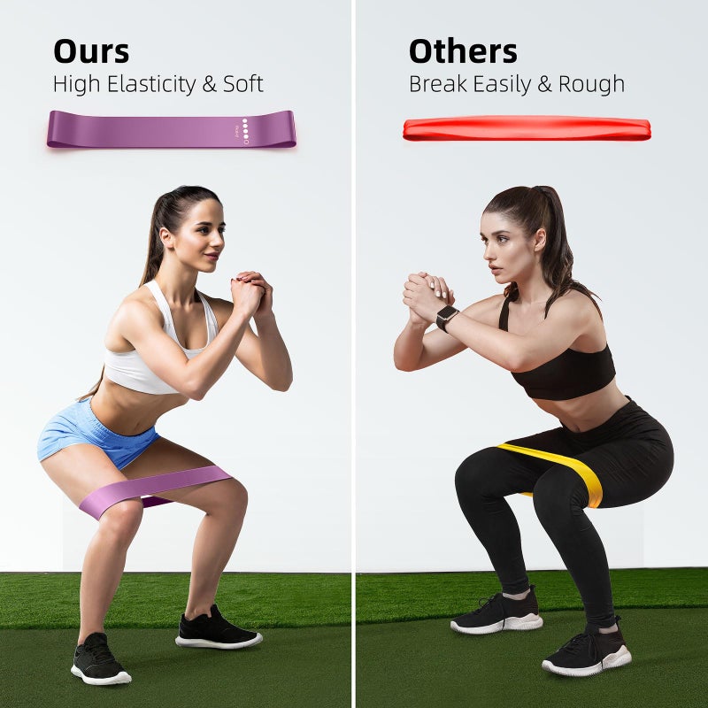 RenoJ Resistance Bands for Working Out, 5-Pack Elastic Exercise Bands for Strength Training, Stretching, Workout; Home Gym Equipment for Women Men, Pilates Yoga Physical Therapy, Leg Glute Arm Exercise Kit - Image 5
