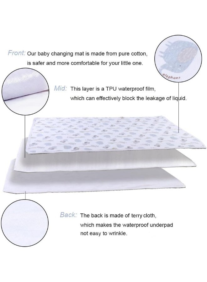 FOOK FISH Baby Diaper Changing Pad Liners (22X27.5 inches) Soft Bamboo Cotton Waterproof Changing Pad for Baby Underpads Mattress Pad Sheet Protector Portable Reusable Urine Pads for Travel Gear Pack of 3 - Image 3