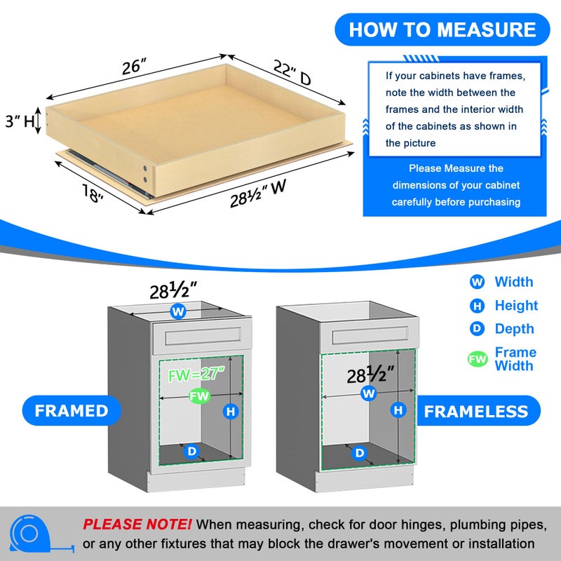 WelFurGeer Soft Close Pull Out Cabinet Organizer, 26" W x 22" D Pull Out Drawer for Cabinet, Bottom Mount Pull Out Drawers for Kitchen Cabinets, Smooth Slide-Out Shelves for Home Kitchen Organization - Image 5