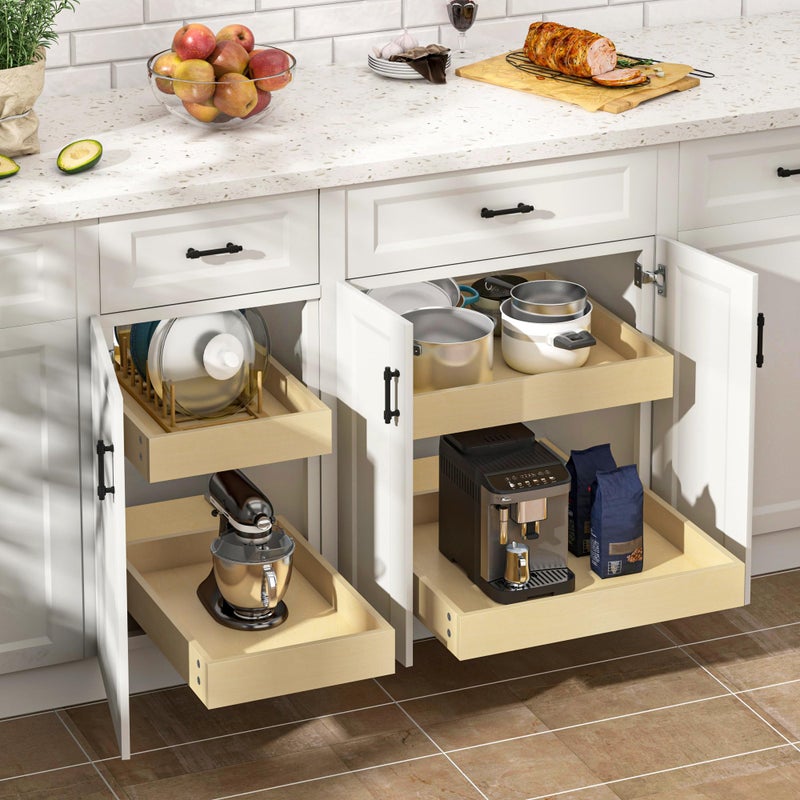 WelFurGeer Soft Close Pull Out Cabinet Organizer, 26" W x 22" D Pull Out Drawer for Cabinet, Bottom Mount Pull Out Drawers for Kitchen Cabinets, Smooth Slide-Out Shelves for Home Kitchen Organization - Image 2