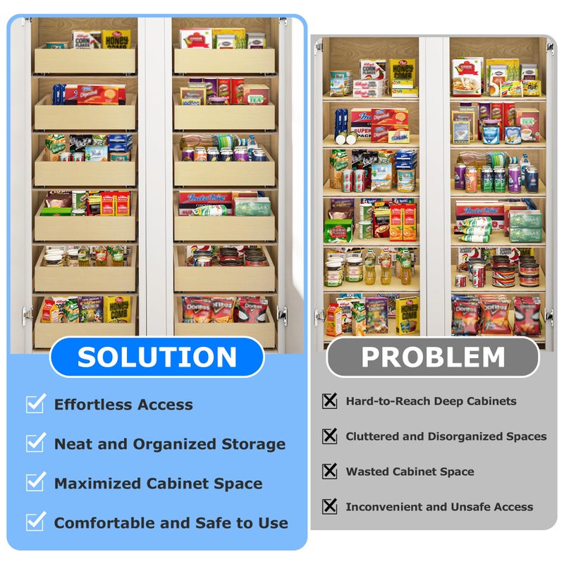 WelFurGeer Soft Close Pull Out Cabinet Organizer, 26" W x 22" D Pull Out Drawer for Cabinet, Bottom Mount Pull Out Drawers for Kitchen Cabinets, Smooth Slide-Out Shelves for Home Kitchen Organization - Image 3