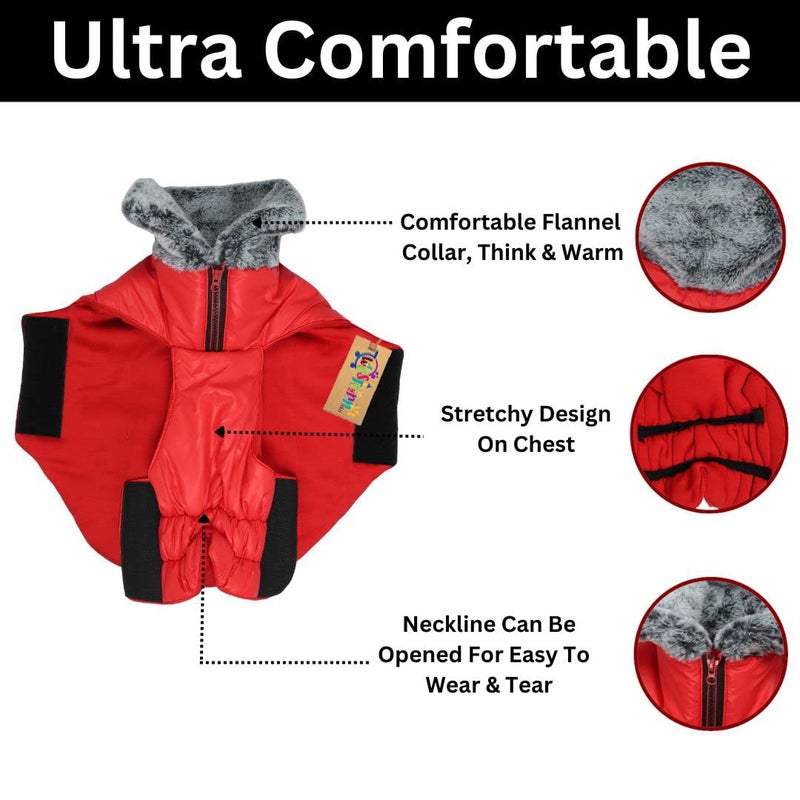 Western Era Dog Winter Fur Coat Waterproof Warm Cold Weather Jacket Stylish Vest Comfortable Pet Apparel for All Breeds & All Ages Group Dogs (Red) (Medium - 18 inch) - Image 3