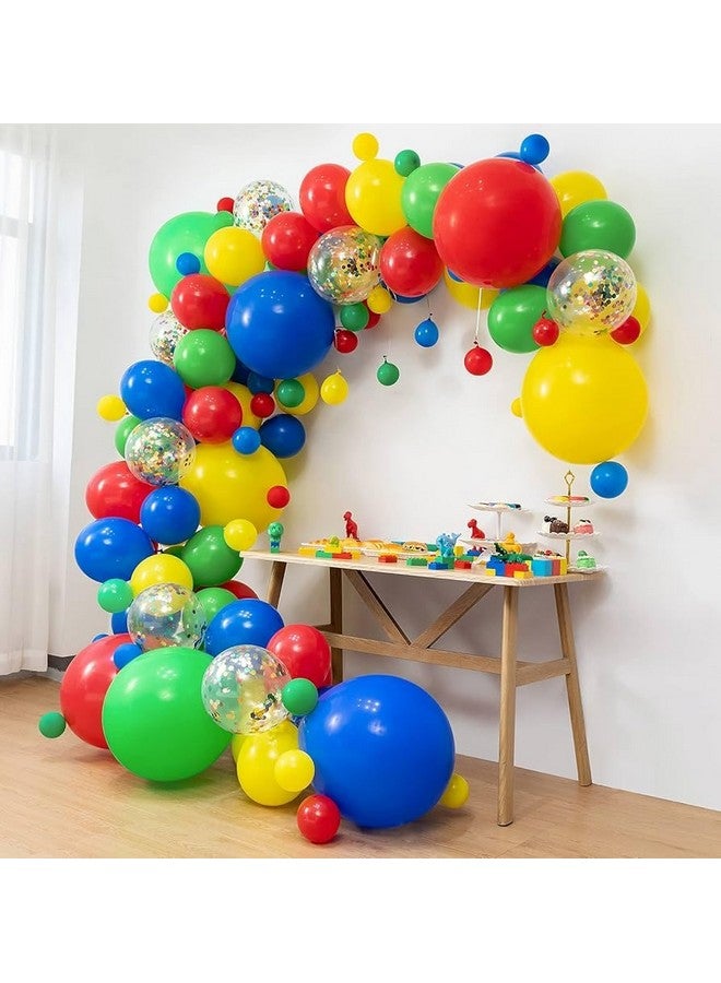 Biapian بالونات حمراء وصفراء وزرقاء، 60 قطعة بالونات حمراء وزرقاء وخضراء، بالونات لاتكس مات 12 بوصة زرقاء وصفراء وحمراء وخضراء، بالونات ملونة مع كونفيتي لتزيين حفلات عيد الميلاد للأطفال وحفلات استقبال المواليد ومهرجانات السيرك. - Image 3