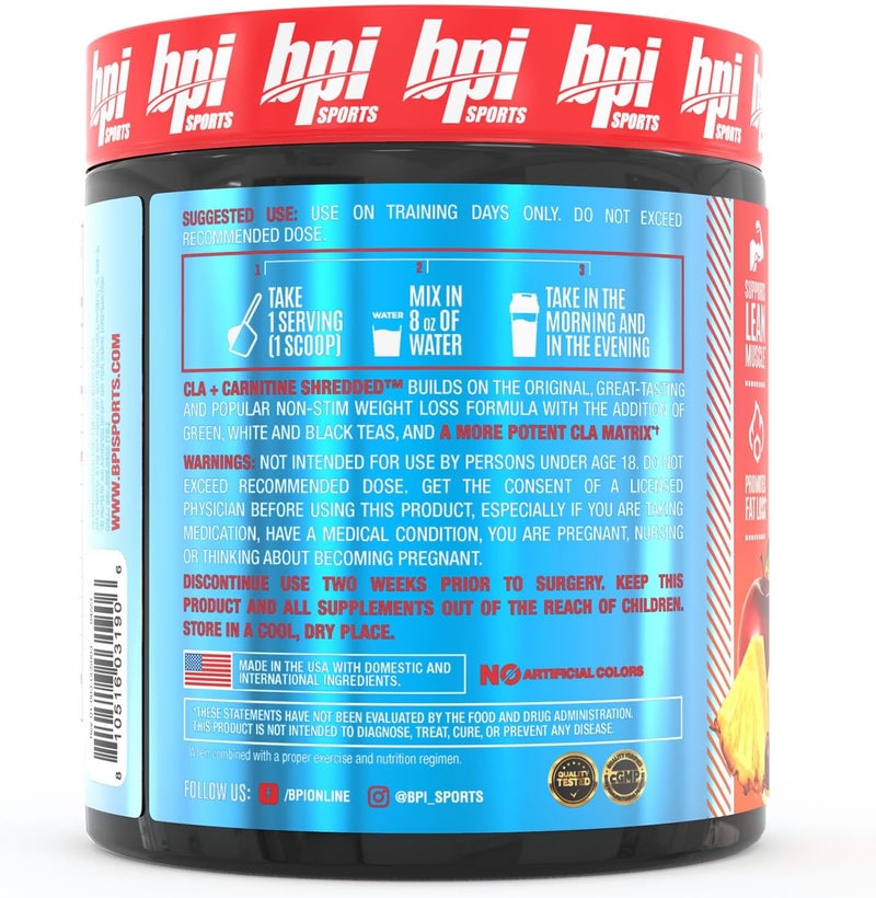 BPI Sports CLA  Carnitine Shredded Supports Lean Muscle  Promotes Fat Loss  Fruit Punch 141 oz  50 Servings - Image 2