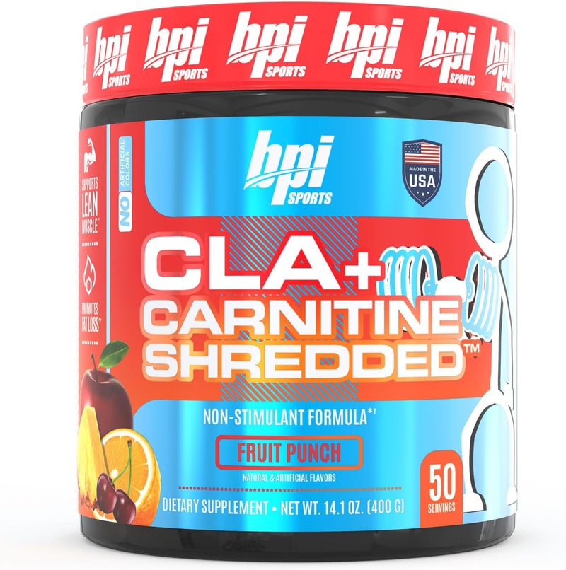 BPI Sports CLA  Carnitine Shredded Supports Lean Muscle  Promotes Fat Loss  Fruit Punch 141 oz  50 Servings - Image 1