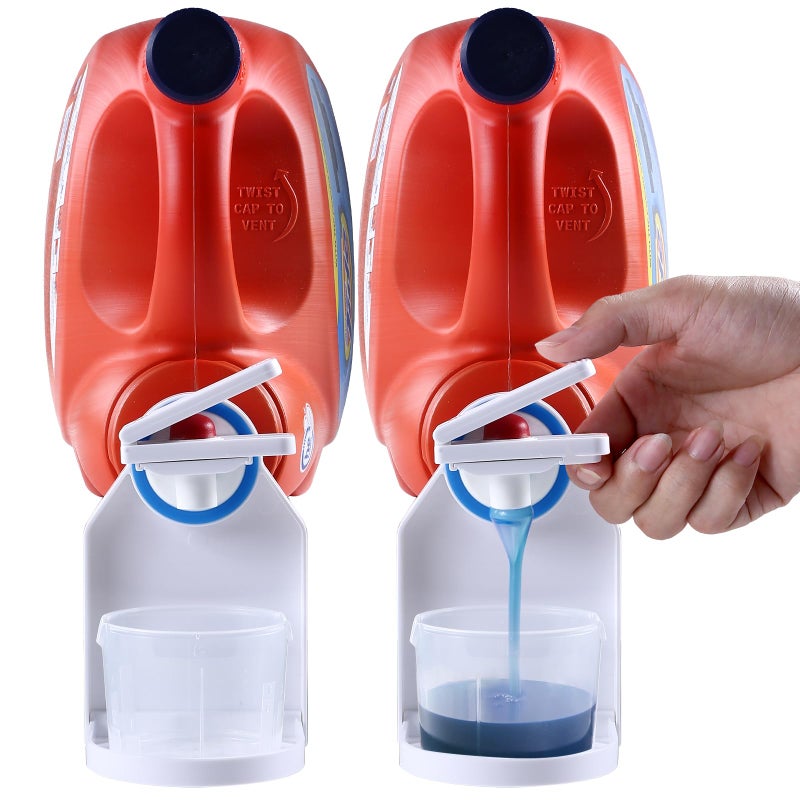 KERZEAT [2 Pack] Laundry Detergent Dispenser Cup Holder & Nozzle Force-Saving Switch, Soap Dispenser,Drip Catcher, for Laundry Room Organization and Storage - Image 1