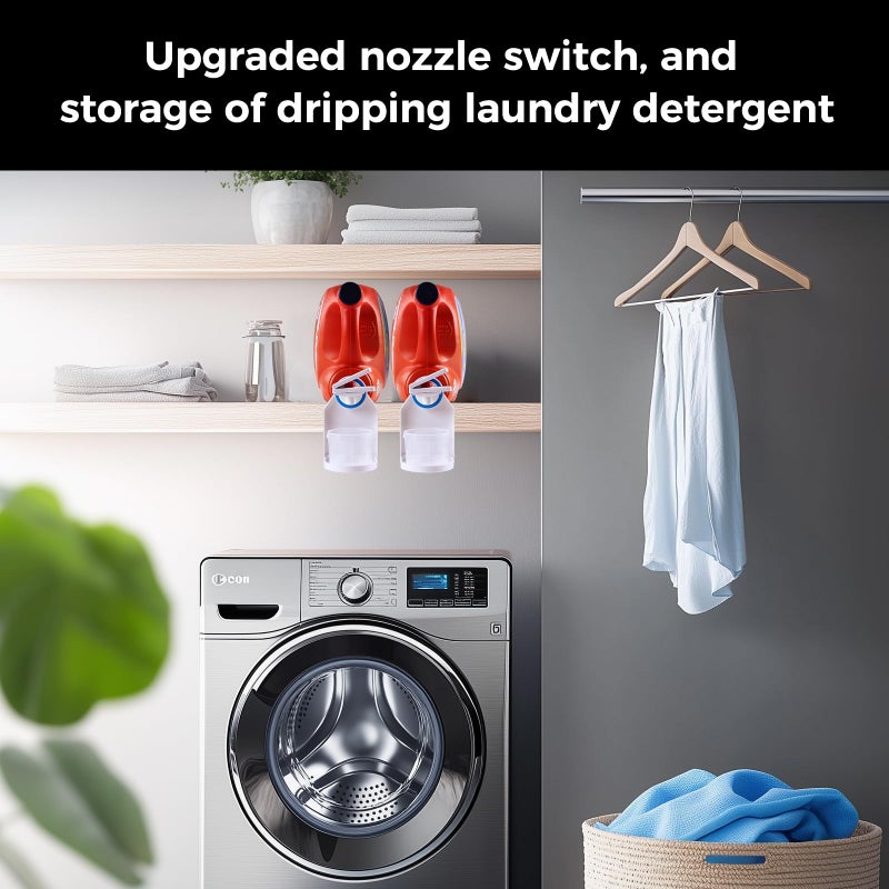 KERZEAT [2 Pack] Laundry Detergent Dispenser Cup Holder & Nozzle Force-Saving Switch, Soap Dispenser,Drip Catcher, for Laundry Room Organization and Storage - Image 3