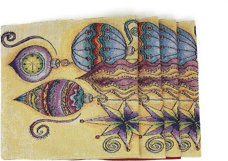 DaDa Bedding Bohemian Ornaments Tapestry Placemats  Set of 4 Festive Christmas Holiday Turkish Star Lights Lanterns  Needle Stitched Cotton Linen Woven Kitchen Dining Table Mats  13 x 19 14916 - Image 2