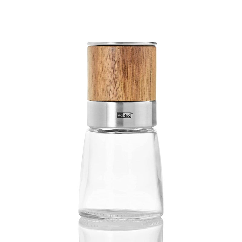 AdHoc Akasia Wood Salt or Pepper Mill Salt Pepper Seasoning Mill Manual Adjustable Grinder for Modern Kitchens