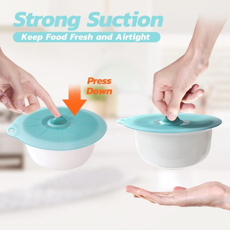 Andyken Silicone Lids for Food Storage - Silicone Bowl Covers Pot Lids BPA Free Suction Lids Silicone Microwave Cover Pot Covers for Cups Bowls Pots Pans Oven Fridge - Image 3