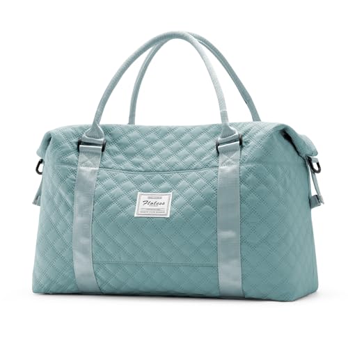 HYC00 Travel Duffel Bag, Weekender Overnight Bags for Women, Carry On Personal Item Bag with Trolley Sleeve & Wet Pocket,Pale Blue - Image 1