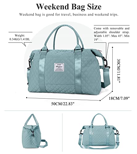 HYC00 Travel Duffel Bag, Weekender Overnight Bags for Women, Carry On Personal Item Bag with Trolley Sleeve & Wet Pocket,Pale Blue - Image 5
