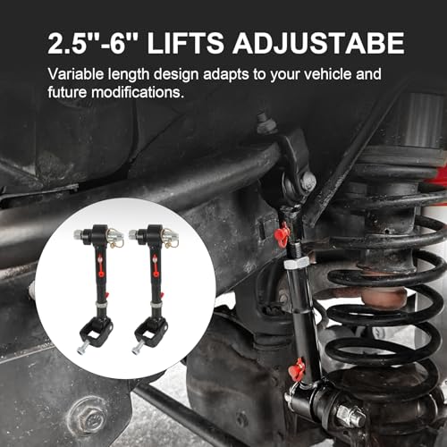 RALZAOTO Adjustable Front Swaybar Quicker Disconnect System with 2.5" - 6" Lift for 1997-2006 Jeep Wrangler TJ 1984-2001 Cherokee XJ Quicker Disconnect Sway Bar Links - Image 4
