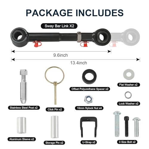 RALZAOTO Adjustable Front Swaybar Quicker Disconnect System with 2.5" - 6" Lift for 1997-2006 Jeep Wrangler TJ 1984-2001 Cherokee XJ Quicker Disconnect Sway Bar Links - Image 3