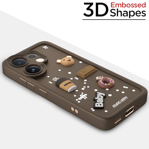 Pikkme Back Cover for Vivo V60 5G / Vivo T4 Pro 5G | 3D Bear Silicone Cute & Fun Coffee Cartoon | Full Body Protection Bumper Case (Brown) - Image 3