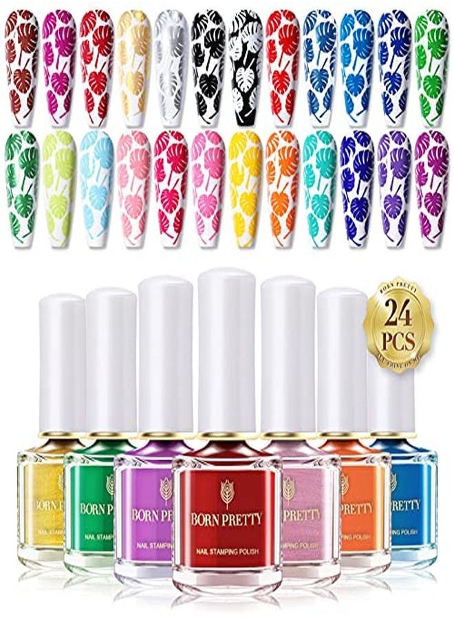 Born Pretty Nail Art Stamping Polish Fingernail Stamp Polish Set Manicure Print Nail Polish For Stamping Plates 24 Colors Bulk Nail Polish Set Gift Collection  - Image 3