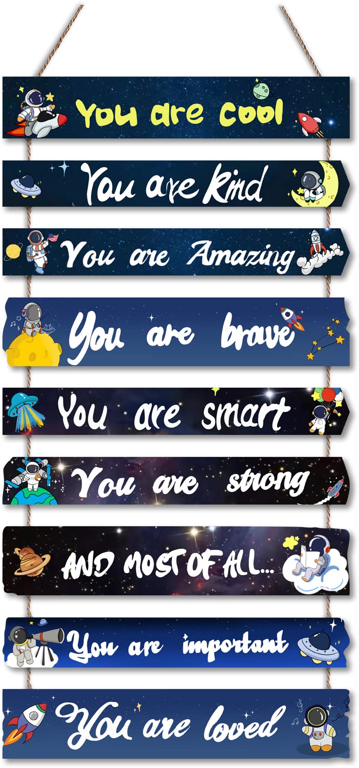 JEVUVU Outer Space Room Decor for Teen Boys Aesthetic, Cool Bedroom Wall Decor for Baby Boy, Navy Blue Kids Wall Art Signs, Fun Stuff Black Decorations for Nursery Bed Room Dorm Classroom Bathroom - Image 1