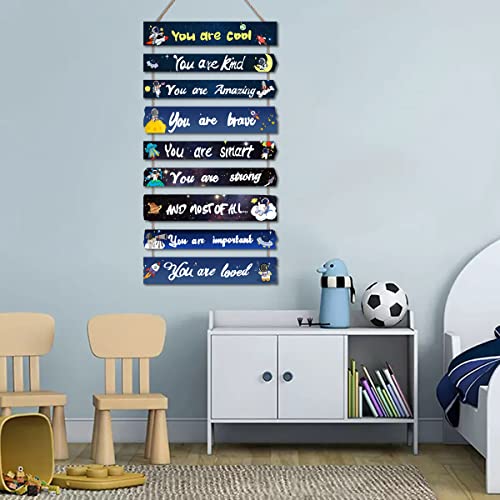 JEVUVU Outer Space Room Decor for Teen Boys Aesthetic, Cool Bedroom Wall Decor for Baby Boy, Navy Blue Kids Wall Art Signs, Fun Stuff Black Decorations for Nursery Bed Room Dorm Classroom Bathroom - Image 3