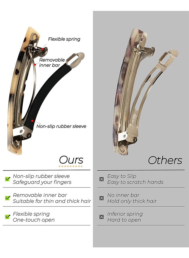 واي جيه مشابك شعر السيدات، 8 مشابك شعر، مناسبة للشعر الرفيع والسميك، 3 بوصة (حوالي 7.6 سم)، مشابك شعر صغيرة، مشابك شعر مضادة للانزلاق، إكسسوارات السيدات والفتيات ذوات صدفة السلاحف الفرنسية - Image 3