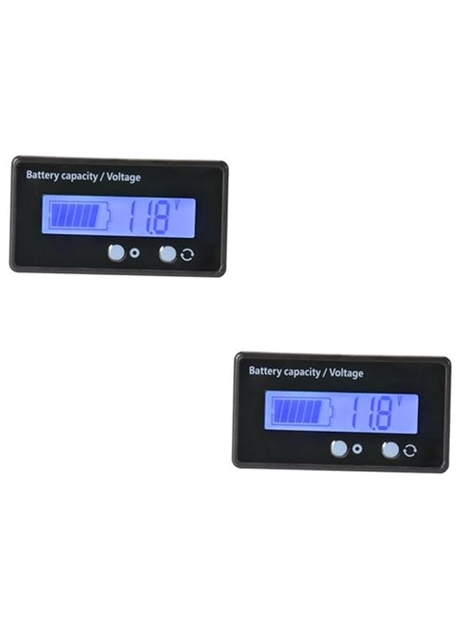 Blue Battery Capacity Tester Voltage Monitor LCD Backlight for Acid Batteries 2 Pcs Medium Size - Image 1