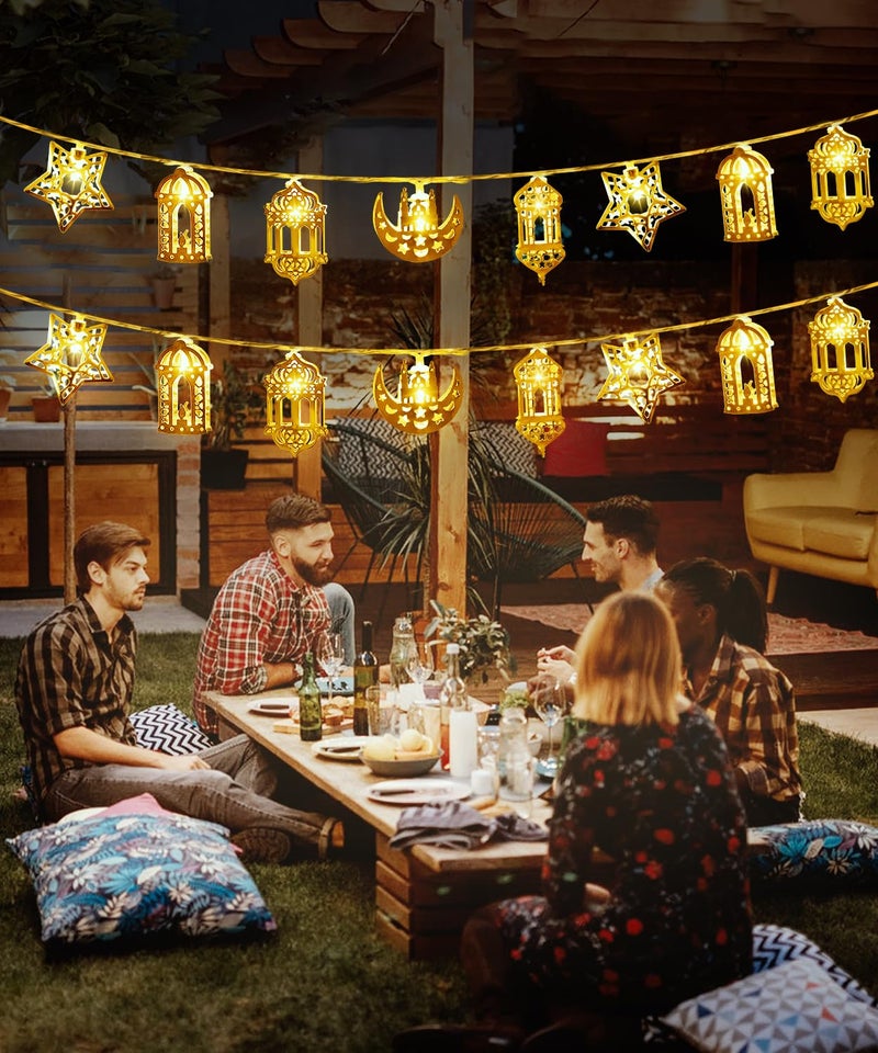 Fussion Ramadan String Lights Decorations 10.3 Feet, 20 LED Battery Operated Eid LED Moon and Star Light, Ramadan Mubarak Lantern for Bedroom, Indoor, Tree, Home Decor - Image 2