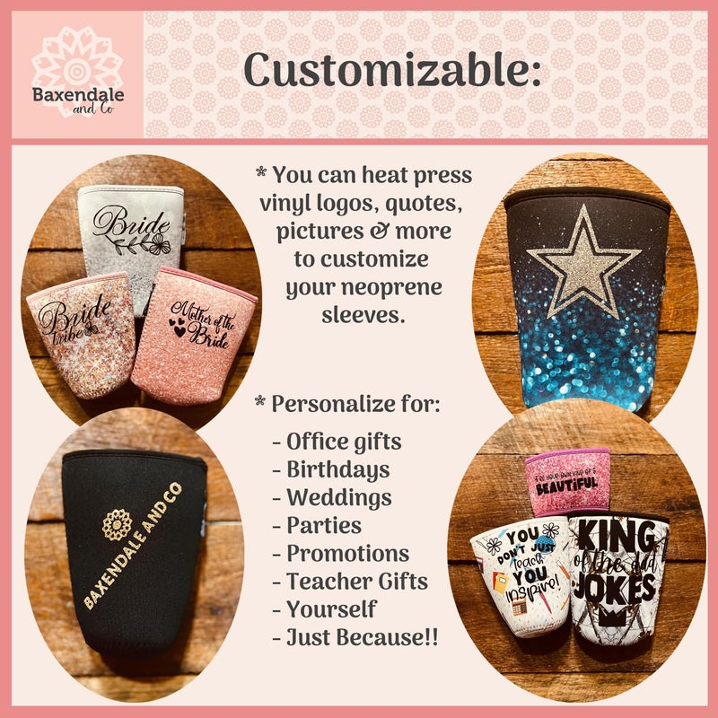 BAXENDALE AND CO Baxendale Iced Coffee Sleeve Cups - 2 Pack - Neoprene Iced Coffee Sleeve - Medium 22-24oz (Halloween Pumpkin) - Image 2