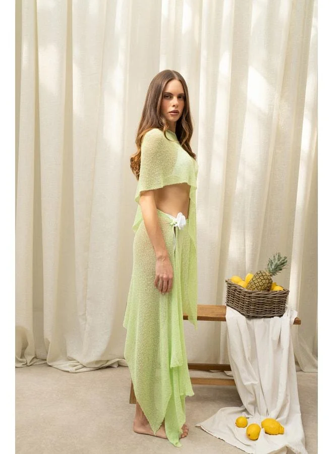 Bohemai  Minori Tie-Detail Green Knit Pareo Shawl. for Women | Best Price UAE
