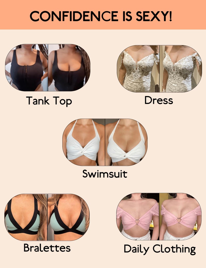 AGGRAD Double-Sided Sticky Push Up Bra Inserts Reusable Self Adhesive Bra Pads Bikini Padding Inserts - Sticky on Bra Pads Cups for Swimsuits Bikini Hazelnut-L - Image 5