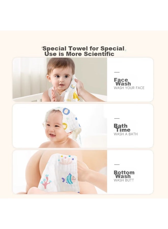 Beptides Beipesi Drool Bib, Baby Gauze Small Square Towel, Newborn Baby Face Towel, Children's Towel, 4-layer, 3-pack, 30*30cm - Image 5