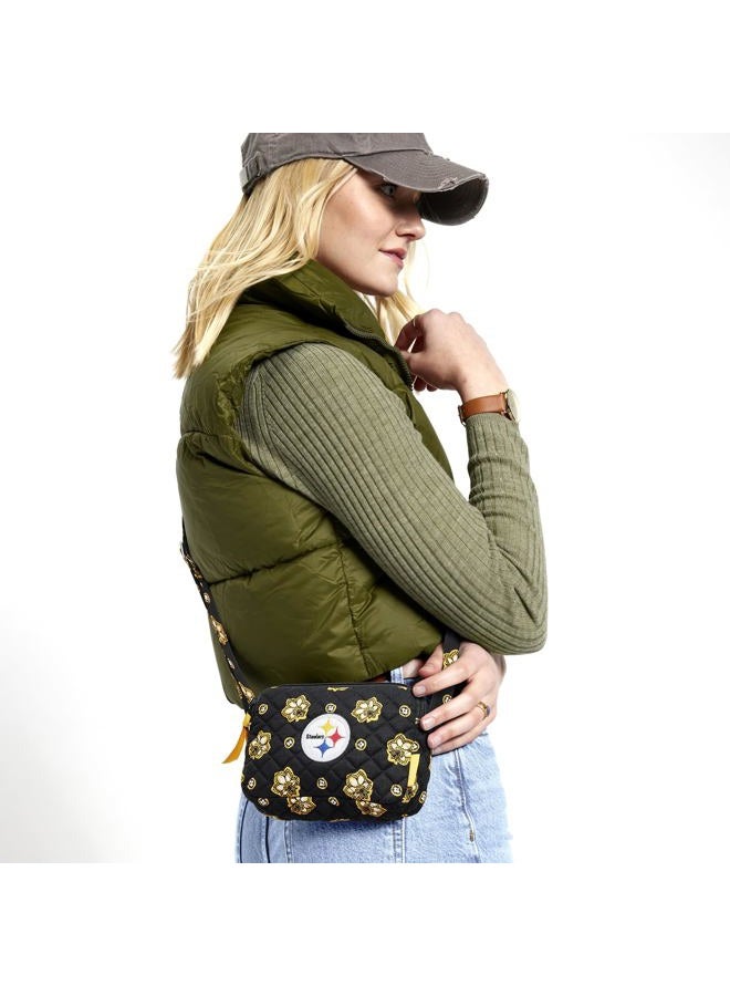Vera Bradley Cotton NFL Small Stadium Crossbody Bag, Pittsburgh Steelers on Black/Yellow Bandana - Image 2