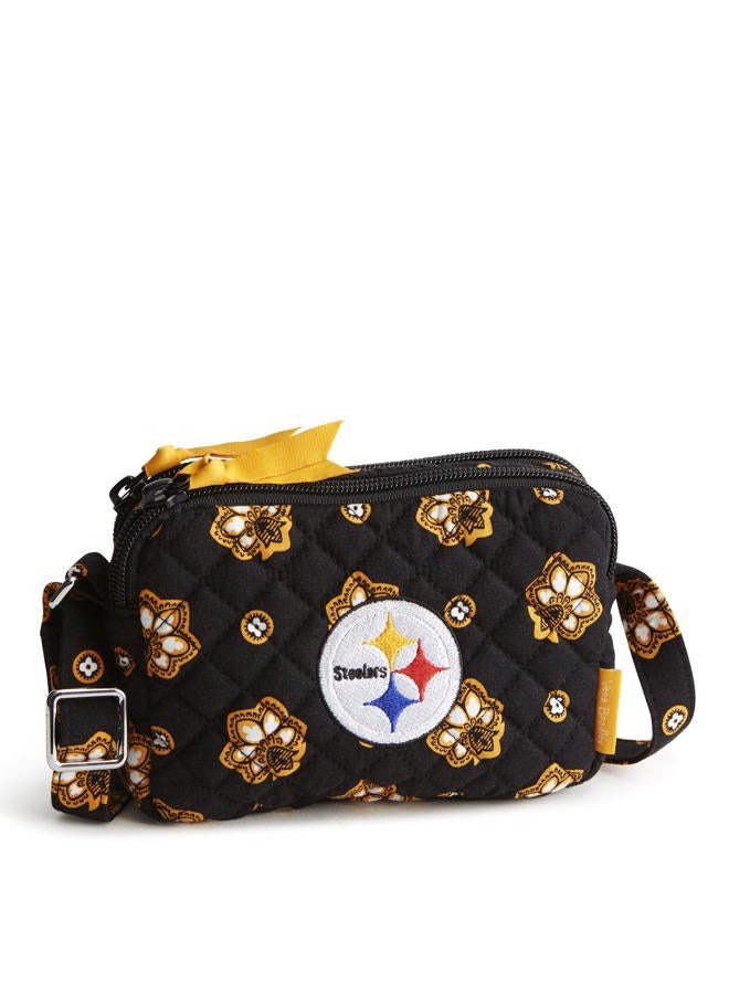 Vera Bradley Cotton NFL Small Stadium Crossbody Bag, Pittsburgh Steelers on Black/Yellow Bandana - Image 1